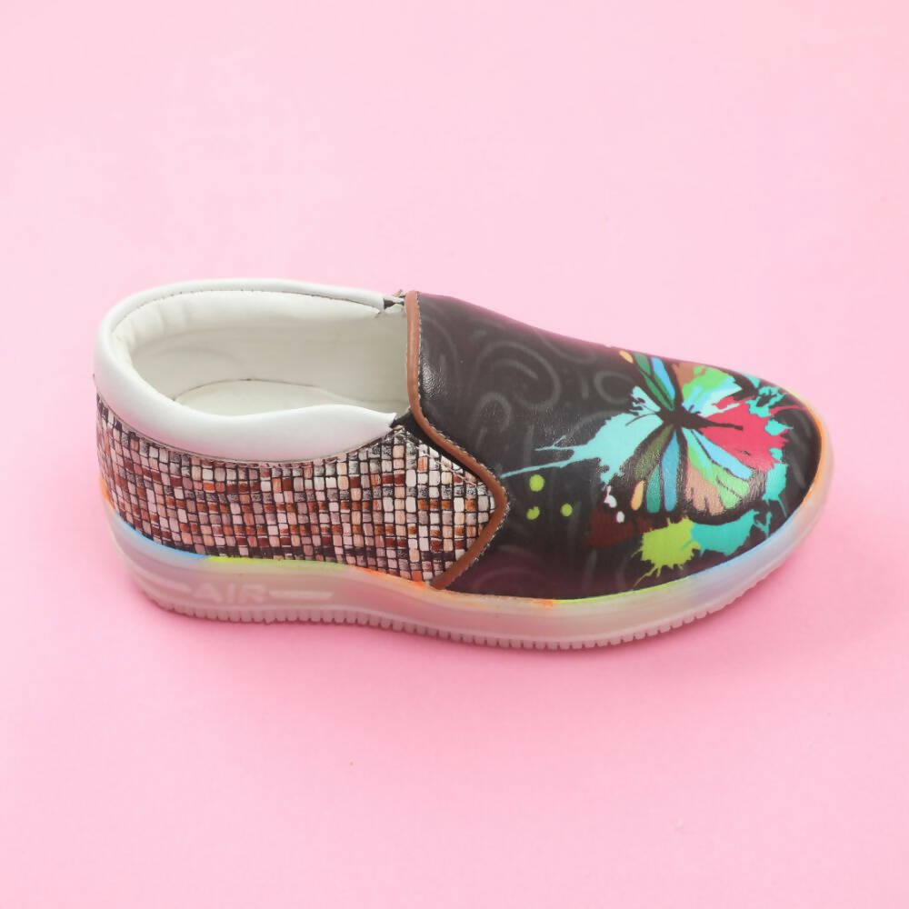 Tiny Bugs Unisex Butterfly Printed Slip Ons Sneakers - Black - Distacart