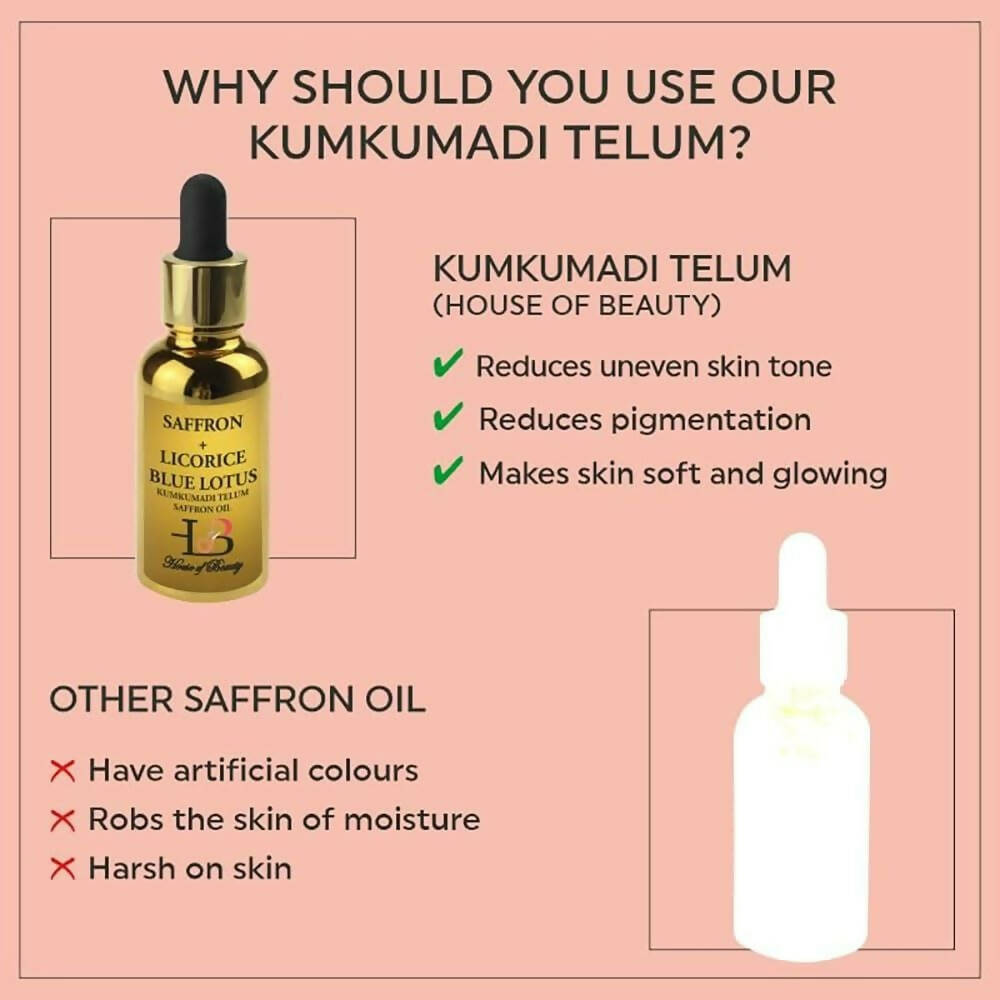 House of Beauty Kumkumadi Telum (Saffron Oil), Saffron Night Serum Facial Oil - Distacart