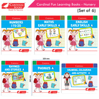 Thumbnail for Cardinal Fun Learning Nursery Activity Books Set of 6|Number| Rhymes & Story| Phonic| English & Maths| Colouring Book for Kids Ages 3-4 Years - Distacart