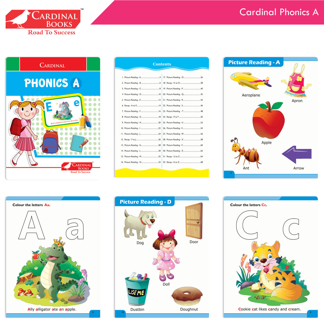 Cardinal Fun Learning Nursery Activity Books Set of 6|Number| Rhymes & Story| Phonic| English & Maths| Colouring Book for Kids Ages 3-4 Years - Distacart