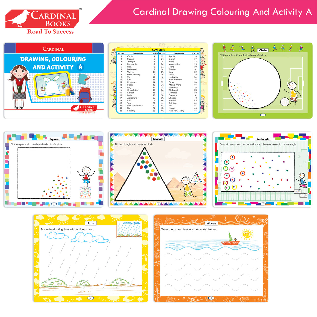 Cardinal Fun Learning Nursery Activity Books Set of 6|Number| Rhymes & Story| Phonic| English & Maths| Colouring Book for Kids Ages 3-4 Years - Distacart