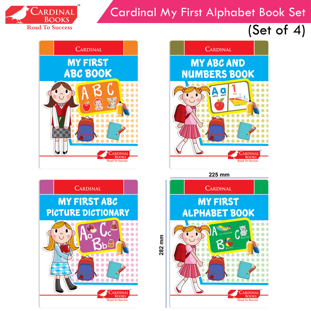 Cardinal My First Alphabet Books Set of 4| Alphabet Picture Book| My First ABC & Number Book| Picture Dictionary| Kindergarten Book| Ages 3-6 Years - Distacart