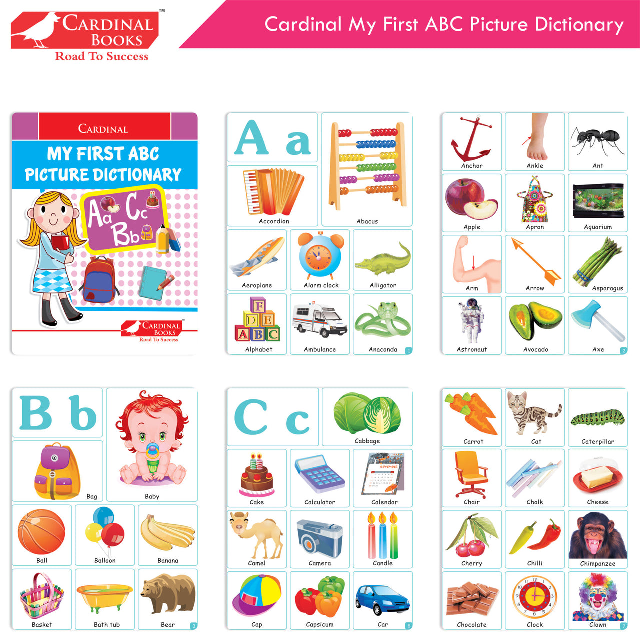 Cardinal My First Alphabet Books Set of 4| Alphabet Picture Book| My First ABC & Number Book| Picture Dictionary| Kindergarten Book| Ages 3-6 Years - Distacart