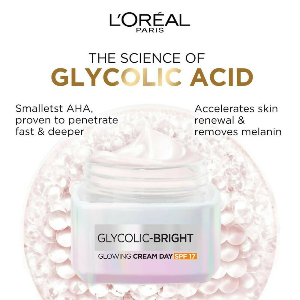L'Oreal Paris Glycolic Bright Day Cream With SPF 17 - Distacart