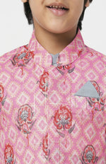 Thumbnail for Lil Drama Raangoli Boys Grey Kurta With Dhotiand Jacket Set - Distacart