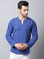 Thumbnail for Even Apparels Blue Pure Cotton Round Neck Slit Kurta - Distacart