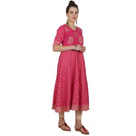 Thumbnail for Cheera Angrakha Checkered Foil Printed Kurta With Doori Tassels