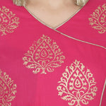 Thumbnail for Cheera Angrakha Checkered Foil Printed Kurta With Doori Tassels