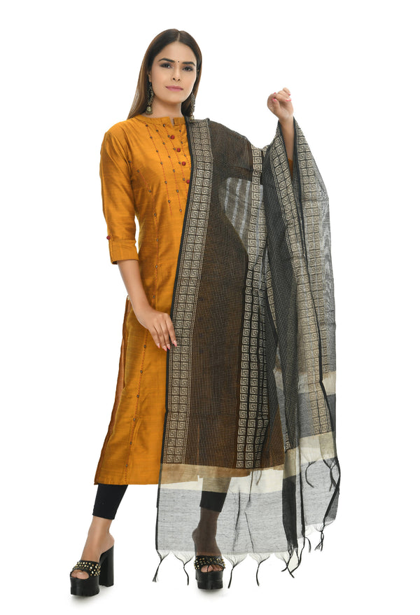Mominos Fashion Moeza Handloom Cotton Black Dupatta For Women - Distacart