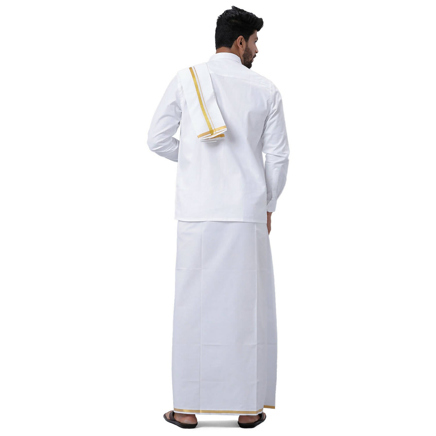 Ramraj Cotton Mens Wedding Set White Regular Dhoti, Shirt & Towel - Distacart
