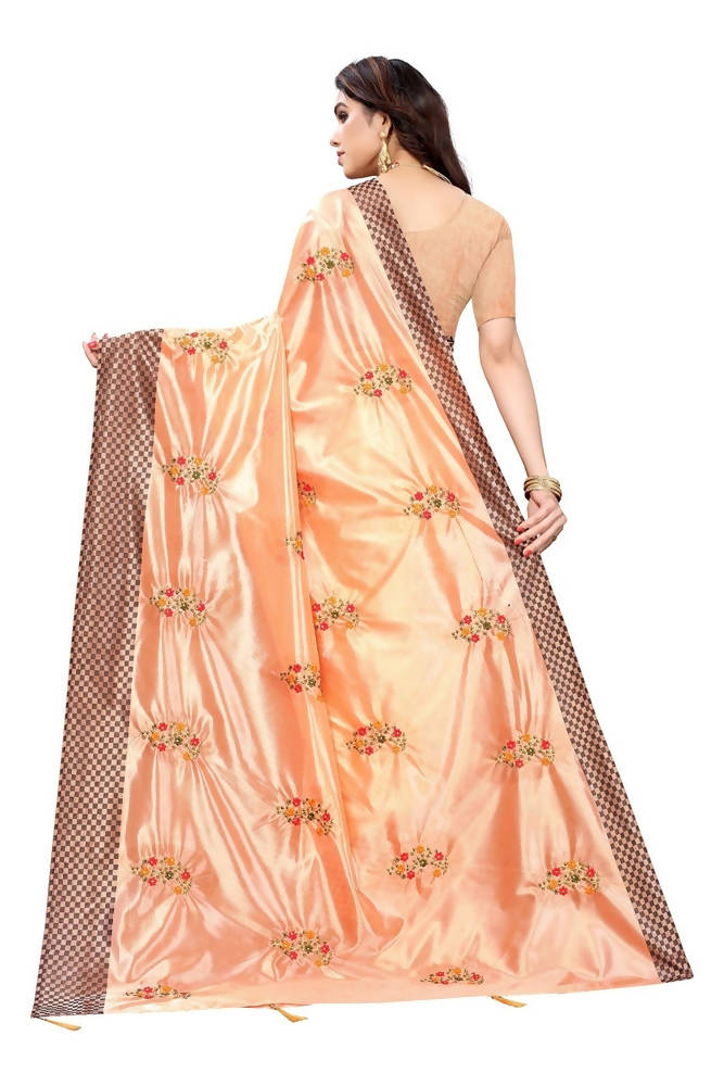 Vamika Orange Crepe Embroidery Saree (Nirali Orange)