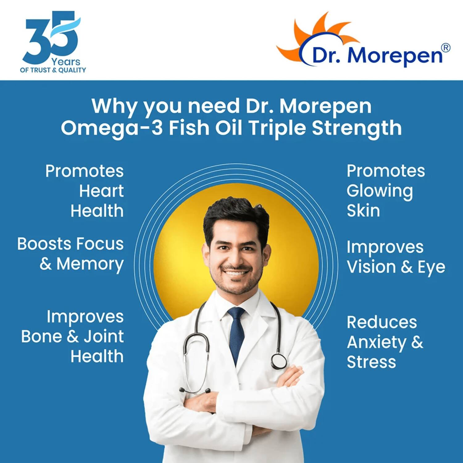 Dr. Morepen COD Liver Oil Softgels and Omega 3 Deep Sea Fish Oil Softgels Combo - Distacart