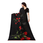 Thumbnail for Printed Jute Silk Black Saree