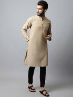 Thumbnail for Even Apparels Beige Color Pure Cotton Men's Kurta With Band Collar (SLD1196) - Distacart