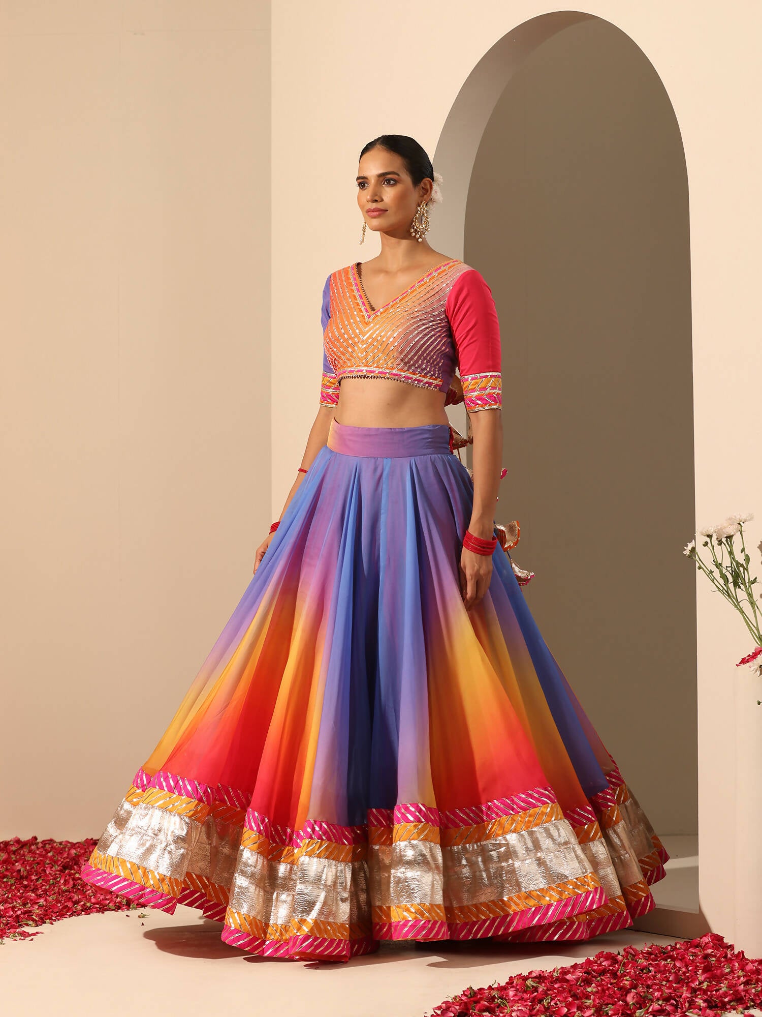 Pomcha Jaipur Pink Gul Rangriti Lehenga - Distacart