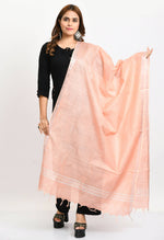 Thumbnail for Mominos Fashion Moeza Women's Linen Cotton Silver Border Peach Dupatta - Distacart