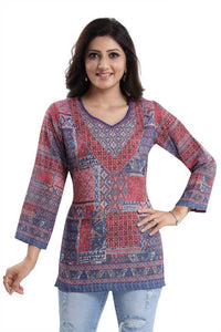 Thumbnail for Snehal Creations Bright as the Sun Summer Cool Printed Short Kurti Tunic