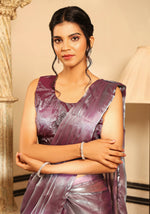 Thumbnail for Lavender Tom Silk Plain Ready To Wear Saree With Stitched Blouse - Satiksha - Distacart