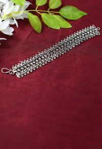 Thumbnail for Mominos Fashion Kamal Johar Oxidised Silver-Plated Bracelet - Handcraft