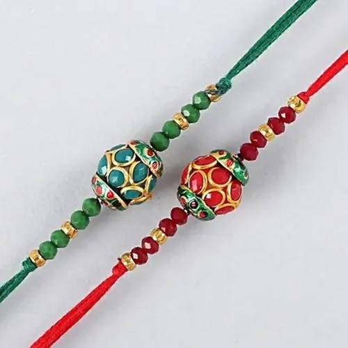 Premium Beads Ethnic Rakhi Set & Almonds Jar online