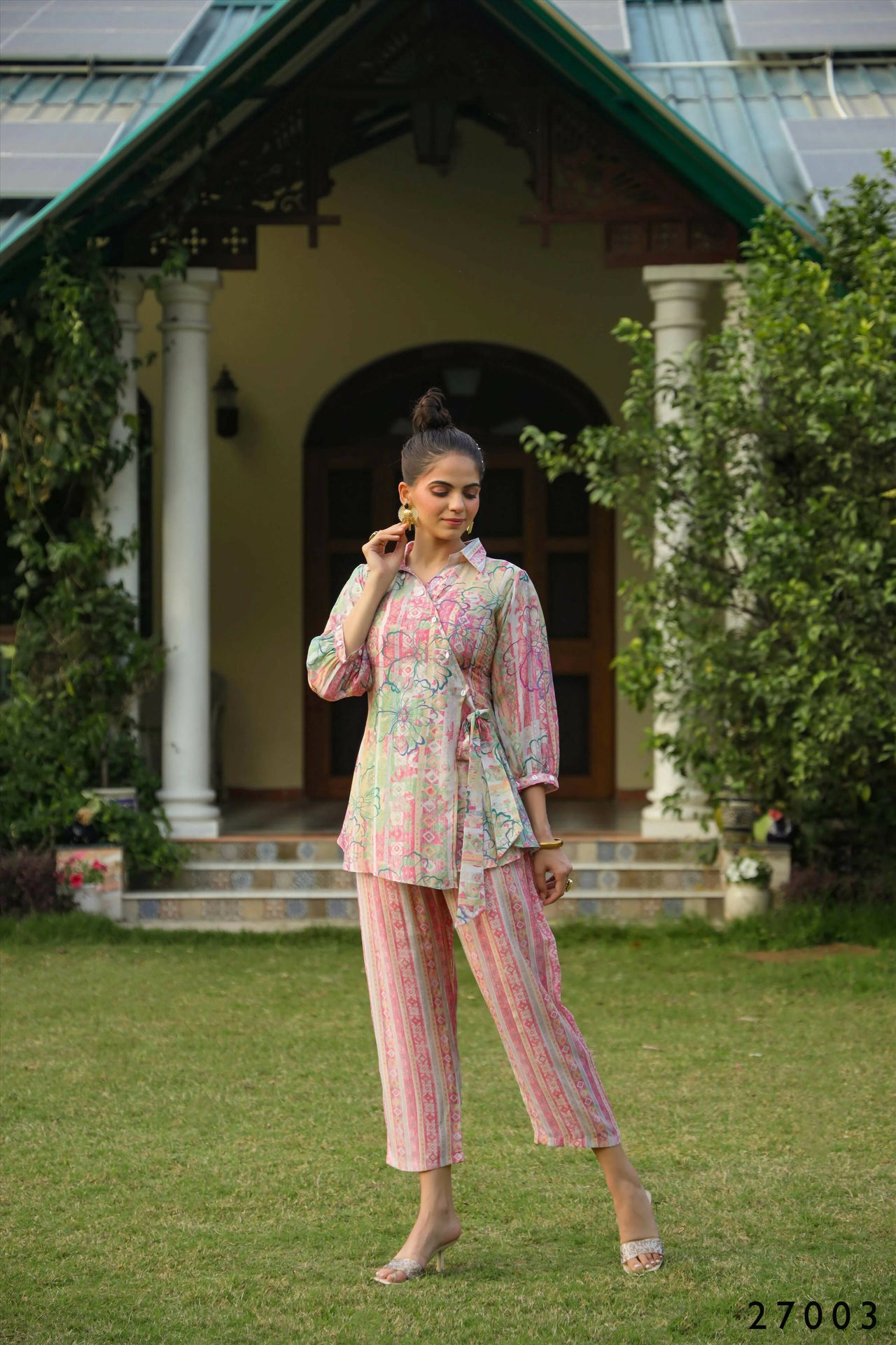 Women's Casual Fashionable Multi Mull Cotton co-ord set - Anya - Distacart