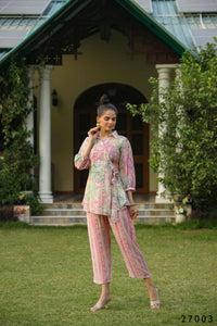 Thumbnail for Women's Casual Fashionable Multi Mull Cotton co-ord set - Anya - Distacart