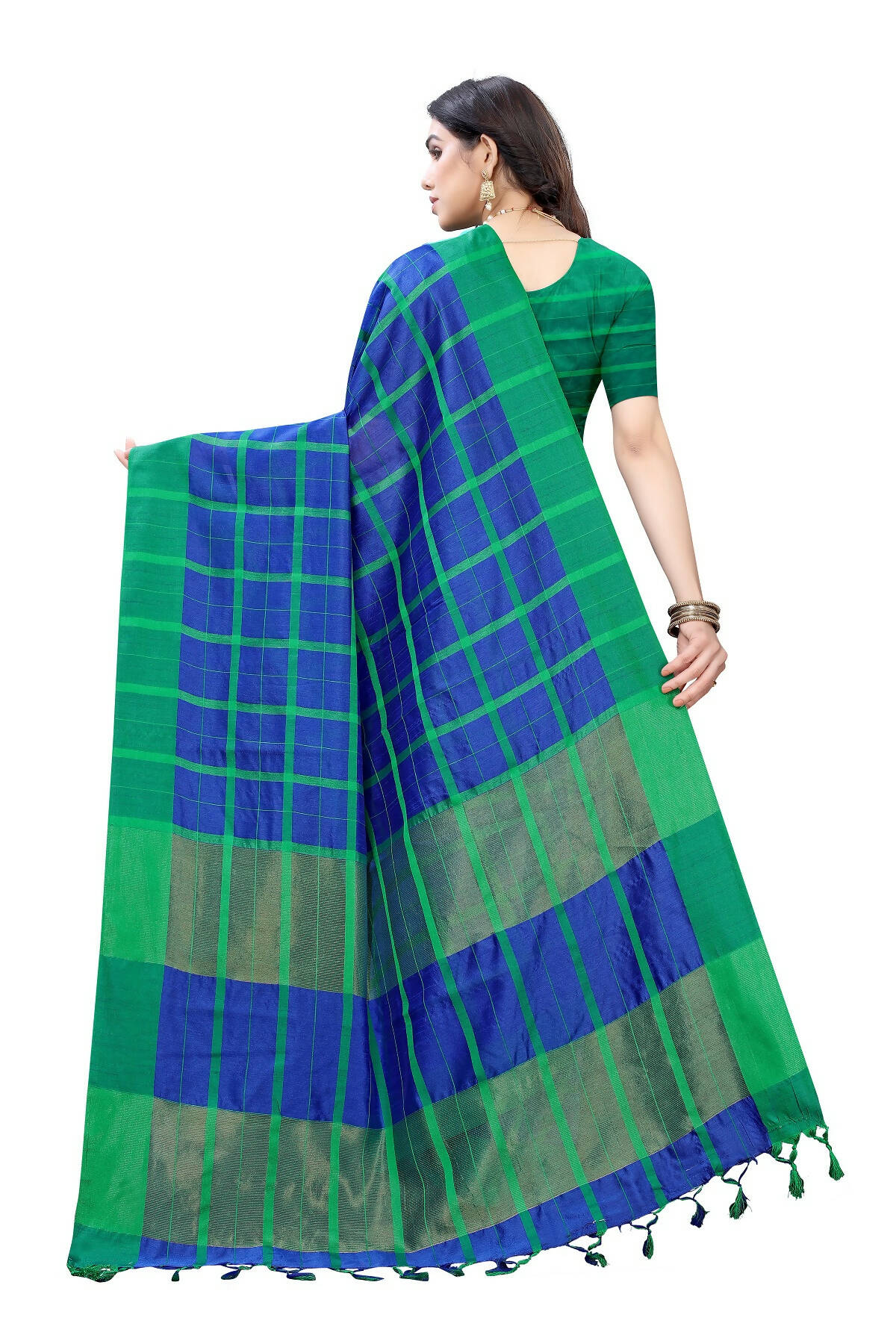 Vamika Navy Cotton Silk Weaving Saree (SATURN NAVY) - Distacart