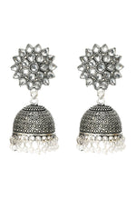 Thumbnail for Mominos Fashion Joharkamal Kundan work Jhumka with White Beads - Distacart