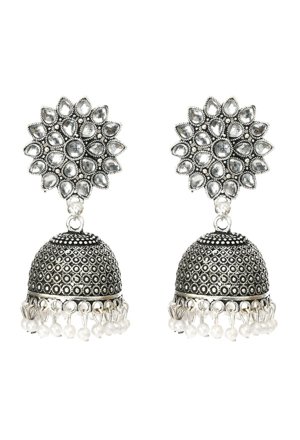 Mominos Fashion Joharkamal Kundan work Jhumka with White Beads - Distacart