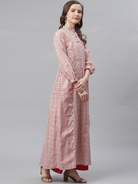 Thumbnail for NOZ2TOZ Women's White Peach Maxi Style Kurta - Distacart