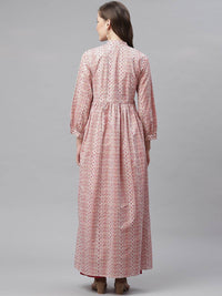 Thumbnail for NOZ2TOZ Women's White Peach Maxi Style Kurta - Distacart