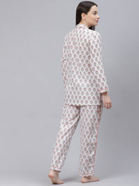 Thumbnail for NOZ2TOZ Women's White Printed Cotton Night Suit - Distacart