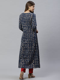 Thumbnail for NOZ2TOZ Women's Indigo A Line Cotton Kurta - Distacart