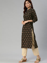 Thumbnail for NOZ2TOZ Women's Black Buti Print Cotton Kurta - Distacart