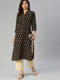 Thumbnail for NOZ2TOZ Women's Black Buti Print Cotton Kurta - Distacart
