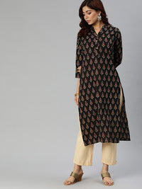 Thumbnail for NOZ2TOZ Women's Black Buti Print Cotton Kurta - Distacart