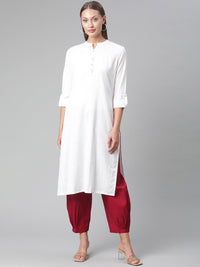 Thumbnail for Wahe-NOOR Women's White Cotton Straight Kurta - Distacart
