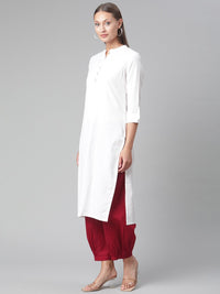 Thumbnail for Wahe-NOOR Women's White Cotton Straight Kurta - Distacart