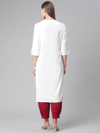 Thumbnail for Wahe-NOOR Women's White Cotton Straight Kurta - Distacart