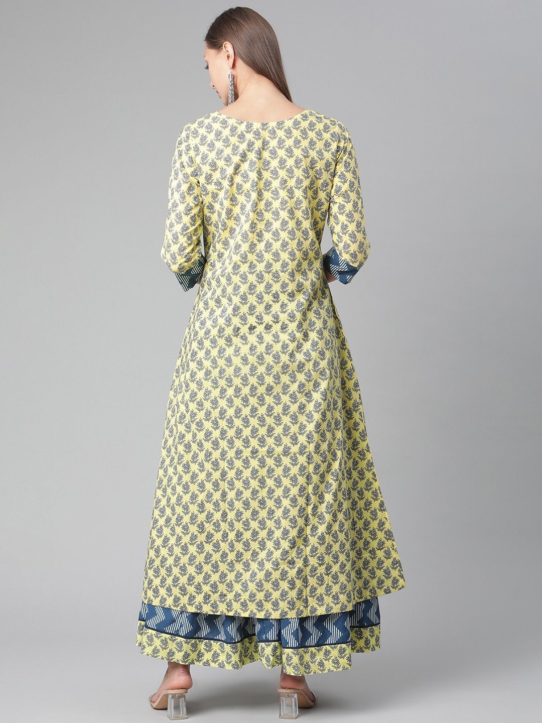 Wahe-NOOR Women's Yellow Shurg Style Cotton Kurta With Skirt - Distacart