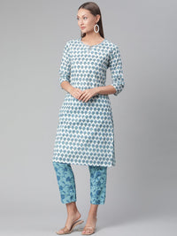 Thumbnail for Wahe-NOOR Women's White Cotton Kurta Pant Set - Distacart