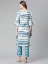 Thumbnail for Wahe-NOOR Women's White Cotton Kurta Pant Set - Distacart