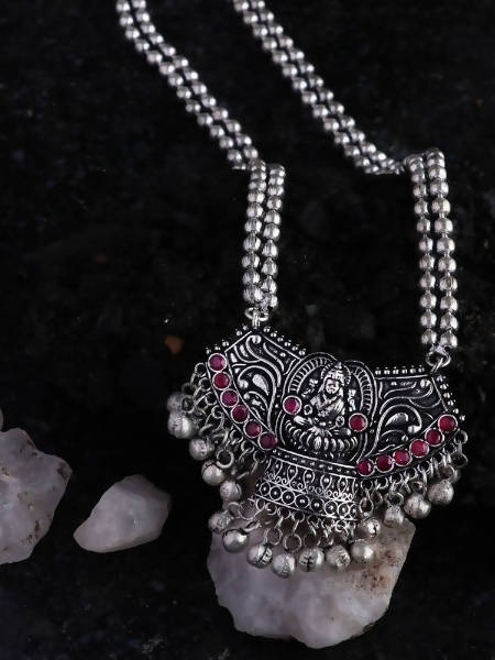 Mominos Fashion Johar Kamal Oxidised Laxmi Mata Statement Piece Long Necklace