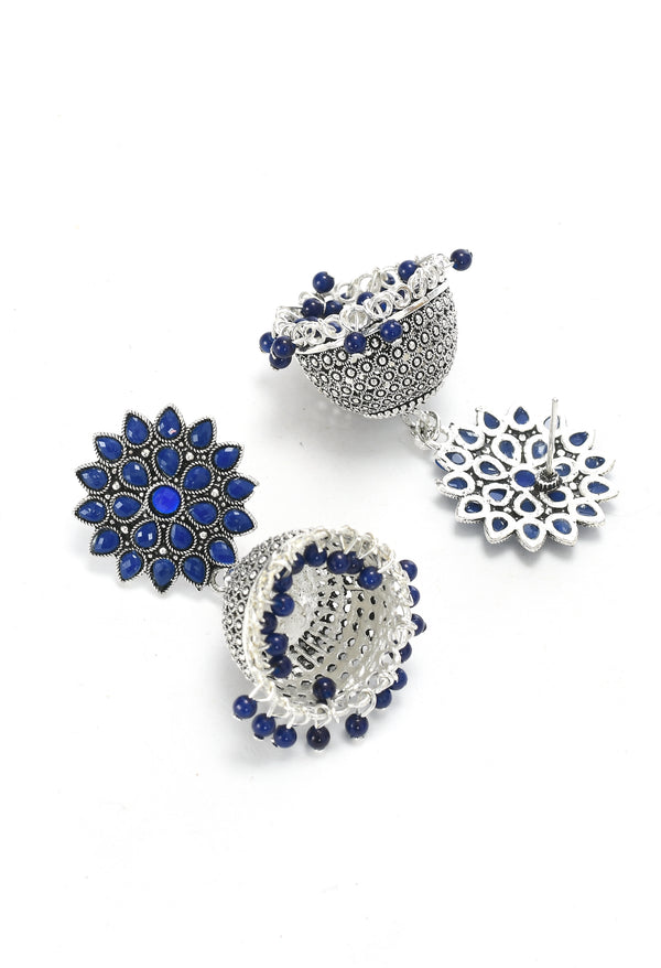Mominos Fashion Joharkamal Kundan work Jhumka with Blue Beads - Distacart