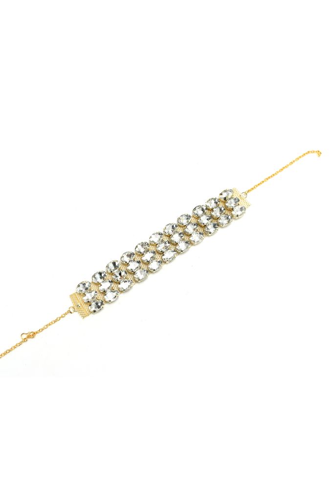 Mominos Fashion Johar Kamal Gold-Plated Finish Stone Choker For Women (White) - Distacart