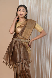 Thumbnail for Very Much Indian Exclusive Pure Moonga Tussar Silk Saree With Beautiful Border - Distacart