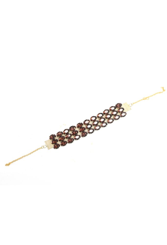Mominos Fashion Johar Kamal Gold-Plated Finish Stone Choker For Women (Brown) - Distacart