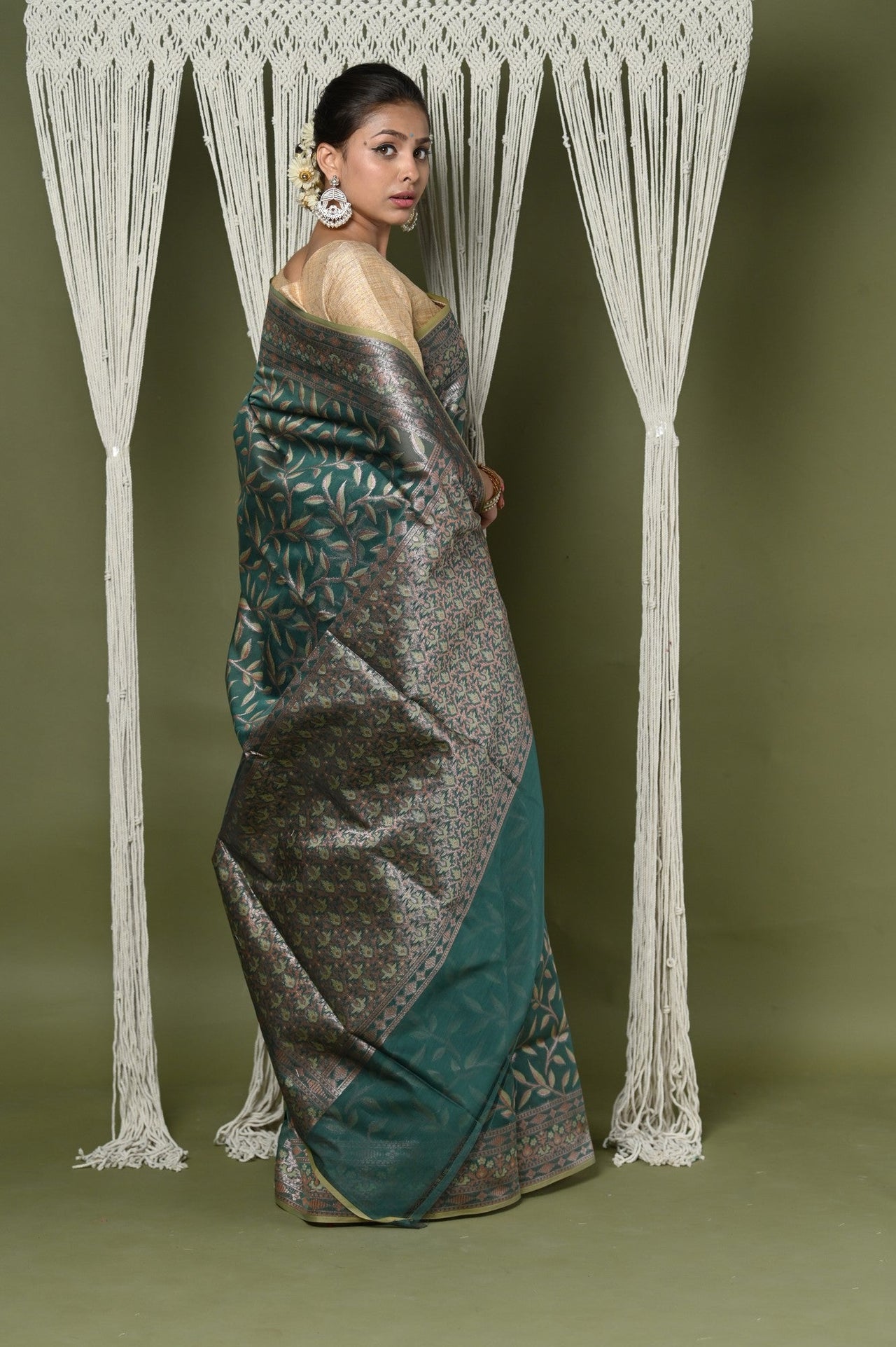 Very Much Indian Exclusive High Quality Handloom Banarasi Cotton Saree with Beautiful Abstract Print. - Distacart