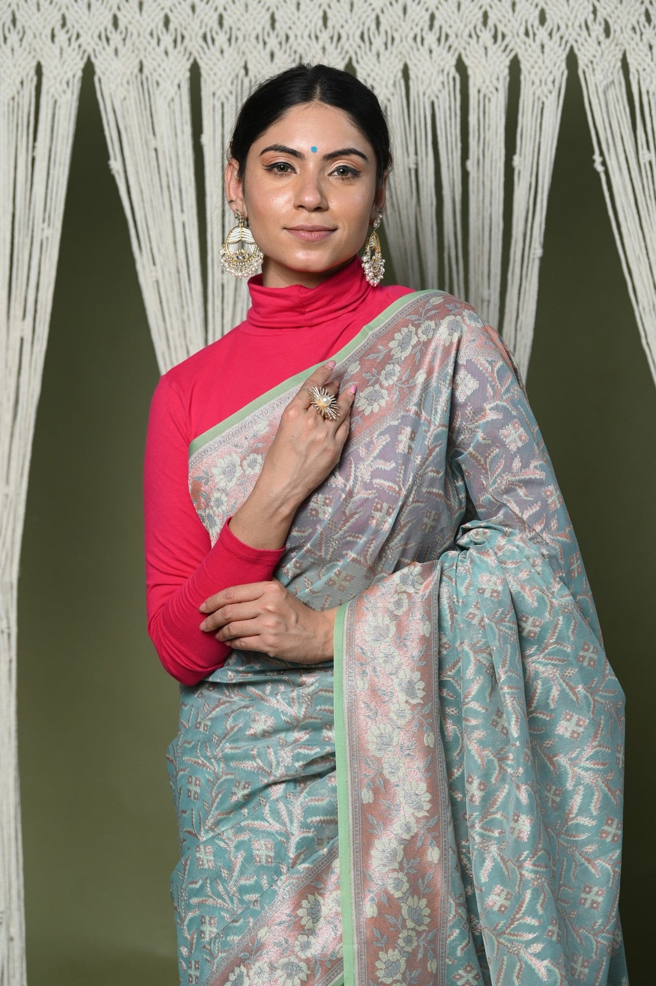 Very Much Indian Exclusive High Quality Handloom Banarasi Cotton Saree with Beautiful Abstract Print. - Distacart