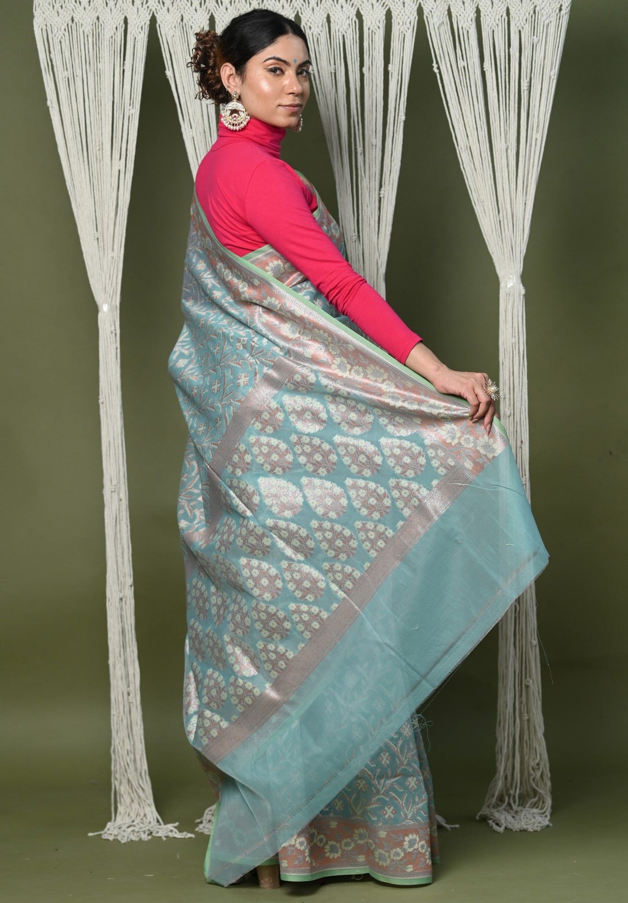 Very Much Indian Exclusive High Quality Handloom Banarasi Cotton Saree with Beautiful Abstract Print. - Distacart